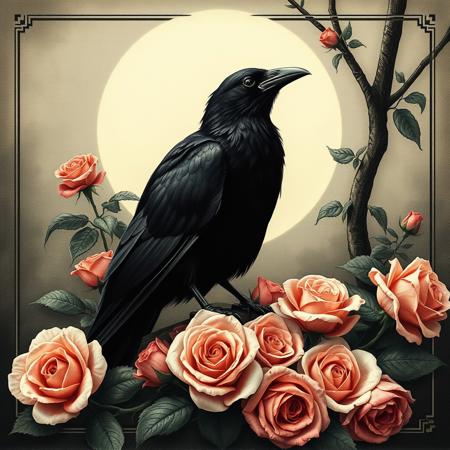 mono inc. cd, cover, raven sitting, surrounded by roses