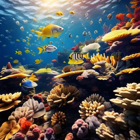 1 GIRL,fish, underwater, no humans, coral, scenery, turtle, swimming, air bubble, sunlight, bubble, rock <lora:ocean2:0.8>