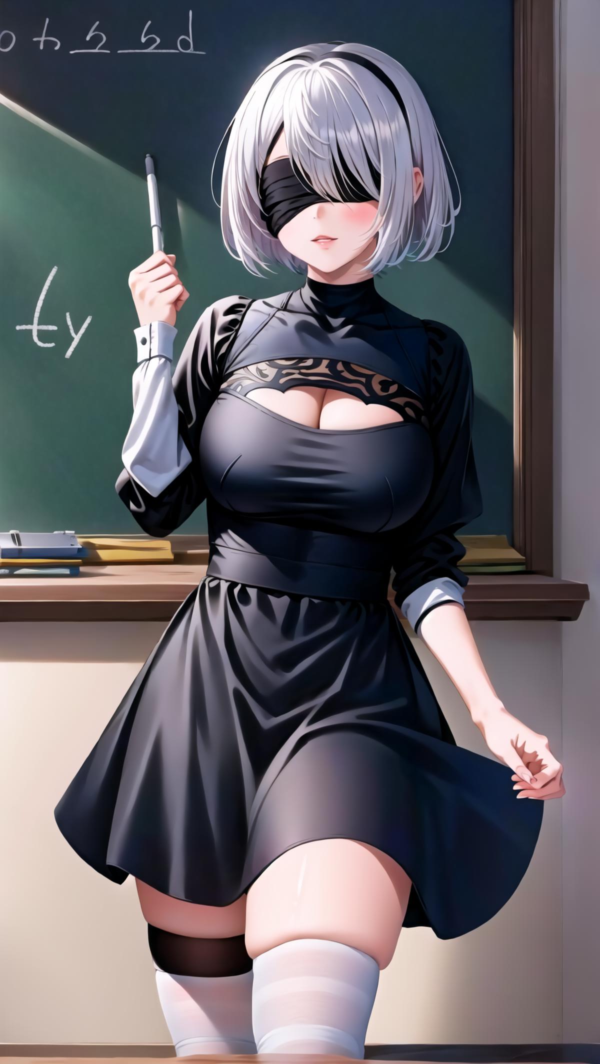 POV Your waifu is at the blackboard teaching you first degree equations. image by HC94