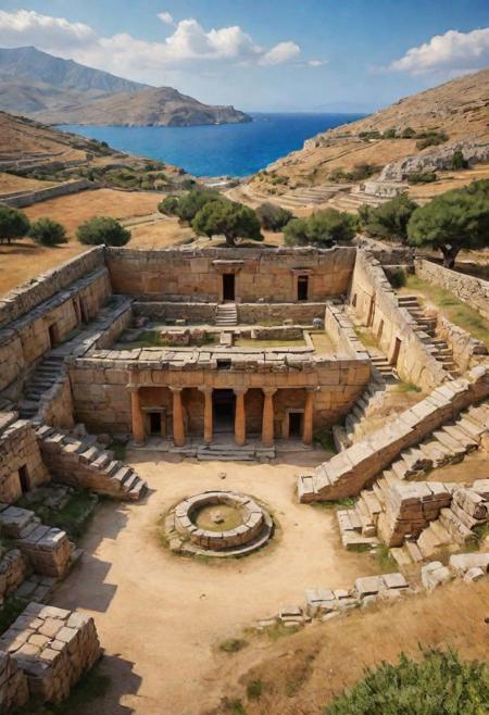 Rise of Minoan Civilization in Crete; lasted until 1100 BC, masterpiece, high definition, realistic, 4k