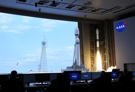 On tv, modern, nasa, rocket, launch vehicle, cape canaveral, (nasa control room:1.5)