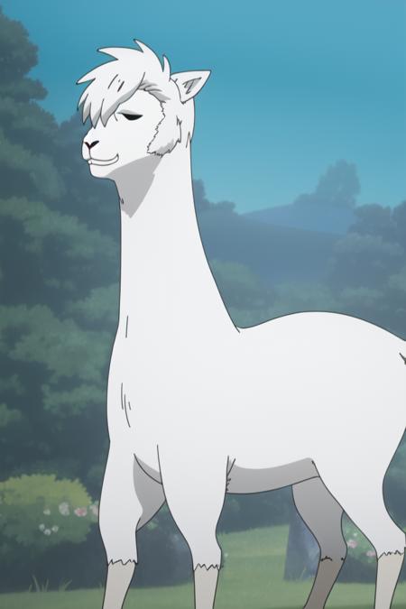 <lora:Astarotte_Lama:0.7> white lama, 8k, masterpiece, absurdres, anime, screencap,