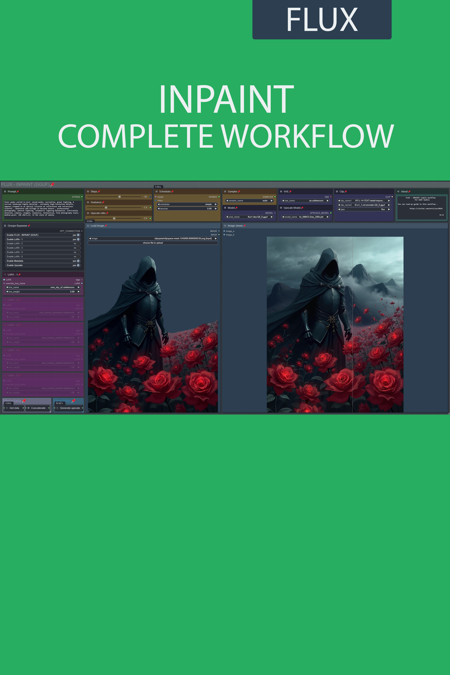 Inpainting simple workflow FLUX | UPSCALE | LORA | GGUF | CIVITAI Metadata 🔴 v5.0