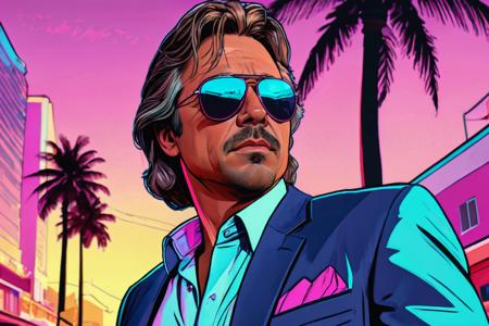 don johnson as a character in GTAV, vice city, neon, pastel, miami vice, flat colors, dutch angle, tilted angle, rockstar games, gta vice city, grand theft auto style, exaggerated, pop art style, vibrant colors,
  <lora:add-detail-xl:1> <lora:aesthetic:1>  <lora:detailed_notrigger:1> <lora:Line Art Style SDXL_LoRA_20r_20e_8i_nr32_a16_Pony Diffusion V6 XL:1>