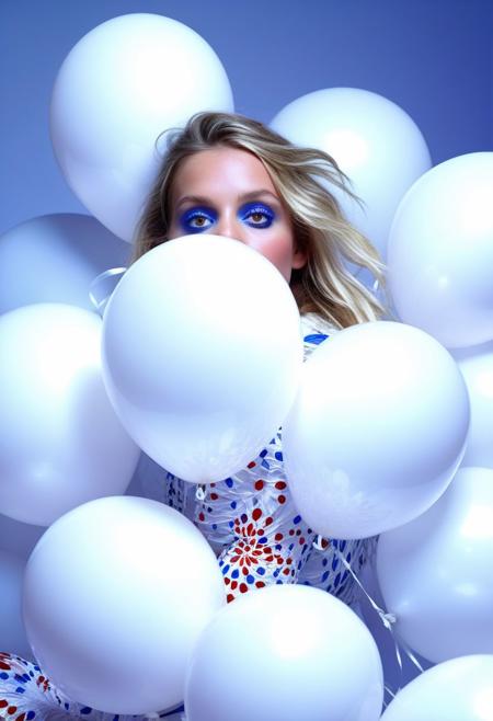 fashion portrait photo of beautiful young woman from of a ton of white balloons, taken on a hasselblad  iconoclastic pinnacle of creativity with intricate details, (cadmium red and electricblue colors:0.1),(looking at the viewer), (Francis Drake : 1,2) ((best quality)), (artistic photography by Philippe Halsman and Ara Gler:1.2), (bubblegumpink and striped colors:0.1), <lora:MJ52:0.65>
(Ethel Warwick:1.3), modelshoot, pose, , (Ethel Warwick: 1,2) award winning photo macro shot of a beautiful young woman lying , , dynamic lighting, cinematic still, pale skin, screencap, 100mm f/2.8 macro lens, on the knees)(((dynamic pose:1.2),(dynamic camera),(amateur photo:1.3,art retouch,, ),
full body, battle stancevibrant, neon colors, , highly detailed,byJocelyn Hobbie and Charles Dwyer, Triadic color guide,Leica Q2 with Summilux 28mm f/1.7 ASPH, ,clear face, Ultra High Resolution, wallpaper, 8K,Rich texture details, hyper detailed, detailed eyes, detailed background, dramatic angle, epic composition, SimplepositiveXLv1 (masterpiece, high quality, fisheye:1.2), solo, model photoshoot, (black theme:1.1), a stylish girl,