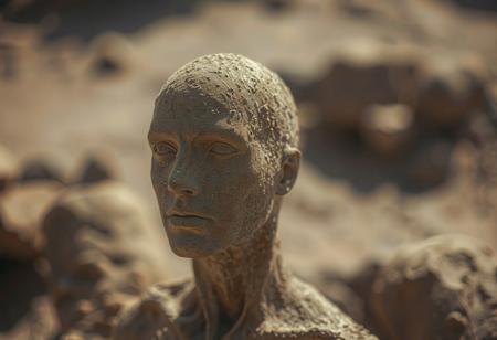 A human head made of dust