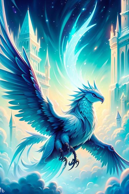 icestyle  <lora:icestyle_model:0.8> ((best quality)), ((masterpiece)), (detailed), soft colors, (detailed cloudscape:1.3), (high-resolution:1.2),movie rated, high quality,circling, delicate wings,castle, breathing fire, magic,