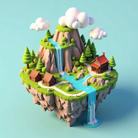DN_Isometric 3D Modeling_Landscape Scene Generation