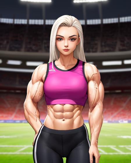 anime girl with muscles, highly detailed, muscular,, Stable Diffusion