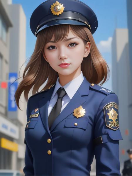 police woman, Anime artwork, anime style, key visual, vibrant, studio anime,  highly detailed, goro fujita and konstantin yuon, <art by mooncryptowow:0.6>,