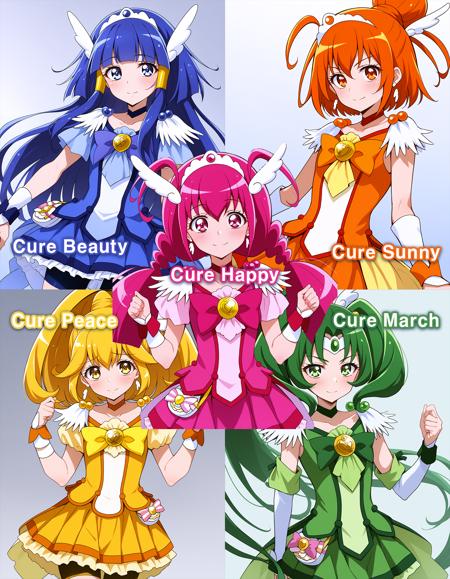 [Pony XL] Smile Precure! all 5 transformations in 1 Lora （スマイルプリキュア！５人変身詰め合わせ） v1.0