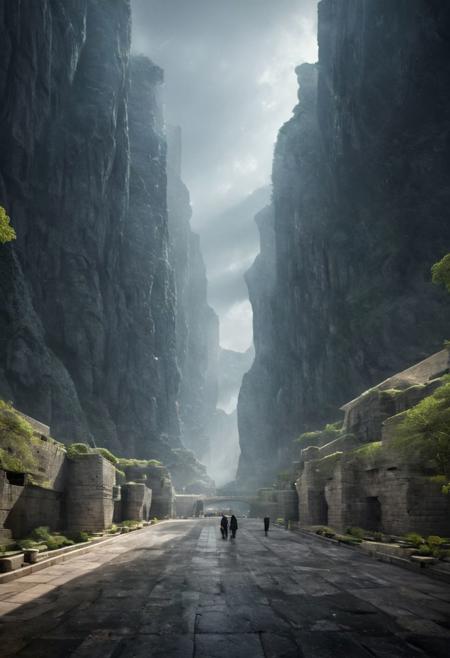 (POV view , DOF, first people view from the entrance, low angle shot:1.4), in haevy rain,
(Ancient civilization, Alien Prometheus movie scene, dune movie scene:1.5), (The colonial city of the future, in the mist-filled Grand Canyon, on an unknown Earth-like planet, 2 moon on sky, Spaceship flight connects colonies, waterfulls:1.3), (Machu Picchu, a mountain settlement, incredibly spectacular:1.2), (Mario Botta:1.3), (avant-garde, future, reality, science fiction, photorealistic), (modern architecture:1.2), White limestone and black granite, fountain, waterfall, landmark, square, path, narrow street,
(Large Files, Ultra Realistic, 8K, 16k, FHD, HD, VFX, Perfect, Photography, composition, Architecture Sales Photography, Architecture Competition, Ultra High Resolution, Cinematography, High Resolution Image:1.1), (dramatic lighting, direct sunlight, ray tracing, clear shadow:1.2),  (real landscape:1.1), (blurred background:1.0), (urban background, more_details) ,
extremely detailed, hillscastel, great lighting, Archiviz