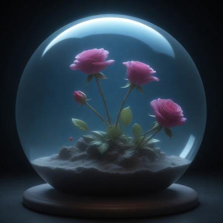 Ultra-realistic 8K resolution, Octane render, Unreal Engine 5 masterpiece, dark academia aesthetic, enchanted glass terrarium containing: two hybrid heliotrope-roses with translucent ruby gemstone petals (vitreous refraction), metallic obsidian stems (bioluminescent vascular system), liquid mercury dewdrops suspended mid-fall, spiral cerulean nebula core emitting plasma tendrils, fractured amber glass veins pulsing with trapped starlight, quantum foam escaping through dimensional cracks, non-Euclidean spacetime geometry, vantablack void background with gravitational lensing distortion, chrono-crystalline lattice framework, volumetric photon mapping event horizon glow, subsurface scattering in petal nanostructures, temporal anomaly causing timeline overlaps, hyperdetailed microbiology under gemstone epidermis, gothic biodigitalpunk style blending Zdzisław Beksiński and Ernst Haeckel, photorealistic macro photography meets celestial cartography, trending on ArtStation --ar 16:9 --v 6.0 --no cartoonish, flat colors, symmetry, human elements