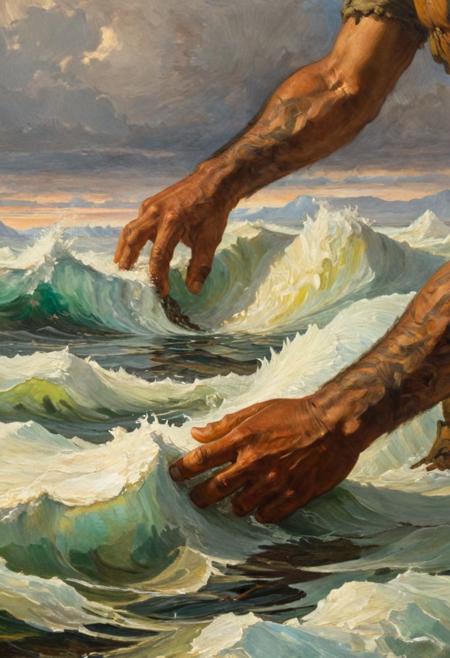 for just one time I would take the Northwest Passage To find the hand of Franklin reaching for the Beaufort Sea Tracing one warm line through a land so wild and savage And make a Northwest Passage to the sea, oil painting, linquivera, best quality, masterpiece, detailed, intricate details, 8k, 19th century