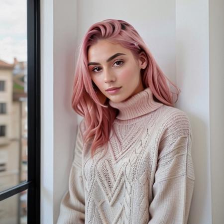 <lora:fitaitana_sd15_512_128_64_v1:1> fitaitana pink hair, 1girl, wearing a turtleneck sweater,, professional, photography, excellent lighting, impeccable, precision, rich colors, deep shadows, clarity, high-resolution, razor-sharp, composition, light and shadow, timeless beauty, captivated, artistry, craftsmanship, elegance, sophistication, exquisite, details, atmosphere, balance, masterful, technique, expertly captured, stunning, visual impact, top-quality, compelling, professional-grade, aesthetics, flawless, remarkable, perfection, attention, dynamic, evocative, nuanced, depth, vibrancy, masterclass, breathtaking, awe-inspiring, high-definition, alluring, enchanting, texture, storytelling, mesmerizing, cinematic, elite, artistry.