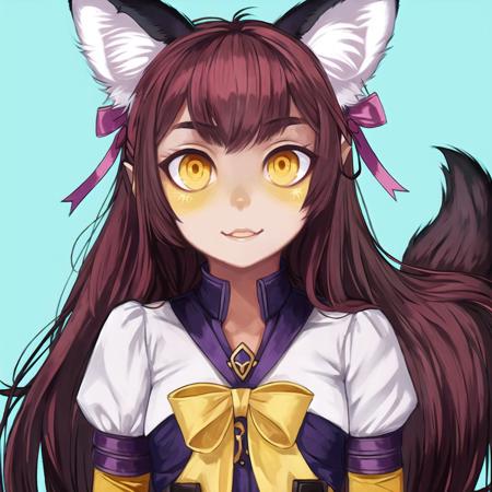 <lora:avas_jun_07-03:1>, 

 1girl, elbow gloves, fox ears, fox tail, gloves, hair ribbon, long hair, ribbon, tail, yellow eyes