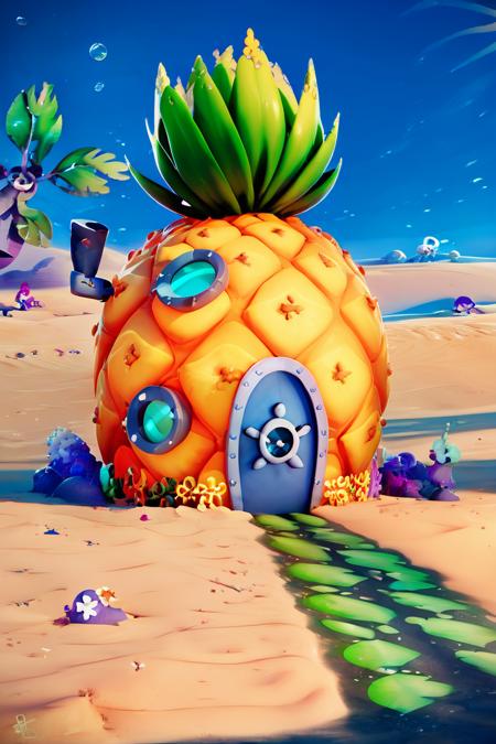 Pineapple Under The Sea (Bikini Bottom, Pacific Ocean) (SpongeBob SquarePants) [Pony & SD1.5] Pony