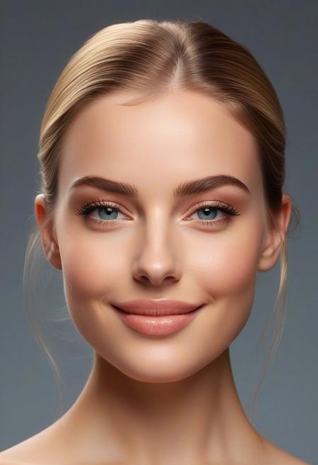 High resolution, 4k, realism, high quality, ((1girl)), Eye color, Deep ocean blue, large, and expressive, with a natural shine conveying warmth.Face shape, Oval, smooth, with slightly high cheekbones, adding elegance.
Hair, Long, Curtain Bangs , golden blonde.Skin tone, Fair, luminous, with a soft pink tint on the cheeks, flawless and radiant, Ears, Small, well-proportioned, subtly hidden by hair, adding softness.Nose, Fine and delicate, with a smooth bridge, slightly rounded at the tip, adding sweetness, Lips, Full, perfectly defined, naturally colored between pale pink and coral, with a subtle Cupid's bow, curved into a warm smile, Facial structure, Balanced, with a soft yet defined jawline, harmonious and symmetrical, Smile, Sincere and charming, lighting up the face, reflecting kindness and joy, Photo angle, Front view, slightly tilted left, focusing on the eyes and lips, emphasizing emotional expression and beauty.