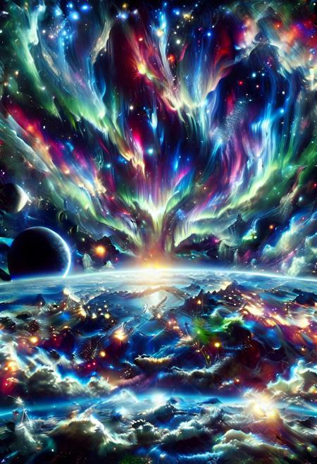 high quality, high resolution, extremely detailed, morph-aurora, no humans, earth (planet), space, star (sky)