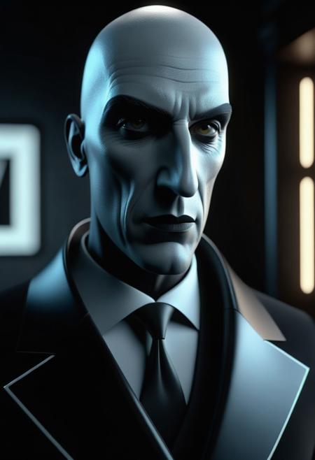 Cool Videos 8K 3D Unreal Engine film noir Picasso polished supervillian futuristic , refined, defined, sharp focus, highly detailed, solo, 2024, follow negative prompts,
