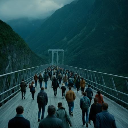 cinematic film still of  <lora:celluloid film skintone color style:1>
 <lora:add-detail-xl:1>1
 <lora:eyetune:1>
An award winning film still motion picture of a large group of people walking across a bridge,outdoors,sky,day,cloud,water,no humans,ocean,cloudy sky,building,scenery,mountain,city,railing,horizon,cityscape,watercraft,bridge,boat,real world location,dock , beauty, cinematic, film, filmic, film color, film skin tone, different colors, different people, different, unique, random, film contrast, film saturation, celluloid, Kodak, VISION3, realistic, detailed background, detailed environment, natural color, perfect exposure, natural exposure, shot on film, celluloid film skintone color style, shallow depth of field, vignette, highly detailed, high budget, bokeh, cinemascope, moody, epic, gorgeous, film grain, grainy