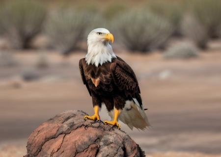 fantwest, a bald eagle sitting on a cactus,  realistic, highly detailed