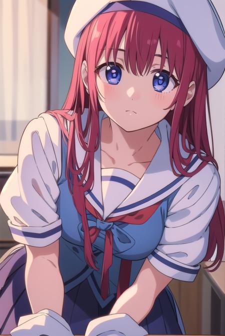 kotorishirakawa, <lyco:kotorishirakawa-LYCORIStest:1>,
kotori shirakawa, long hair, blue eyes, red hair,  (small breast:1.2),
BREAK skirt, hat, school uniform, short sleeves, socks, puffy sleeves, puffy short sleeves, beret,
BREAK looking at viewer,
BREAK indoors, classroom, 
BREAK <lora:GoodHands-vanilla:1>, (masterpiece:1.2), best quality, high resolution, unity 8k wallpaper, (illustration:0.8), (beautiful detailed eyes:1.6), extremely detailed face, perfect lighting, extremely detailed CG, (perfect hands, perfect anatomy),