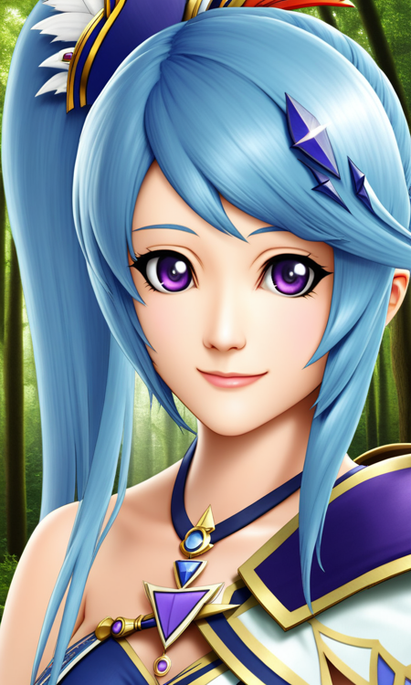 Lana (Hyrule Warriors), blue hair, side ponytail, hair ornament