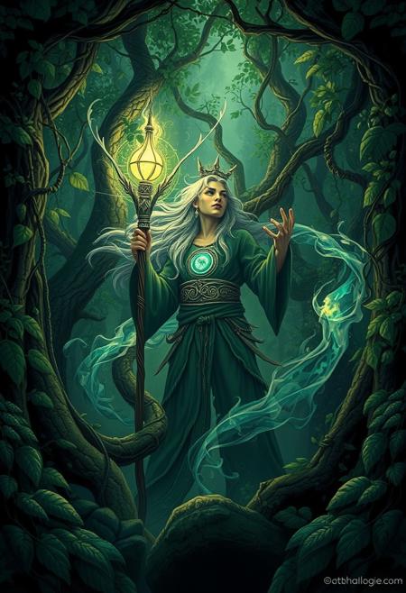 Deep within a mystical forest, a druid channels the forces of nature. Leaves and vines swirl around them as they commune with ancient spirits, their staff glowing with ethereal energy. The balance of life and magic hangs in the air
<lora:add-detail-xl:0.5> <lora:xl_more_art-full_v1:0.5>