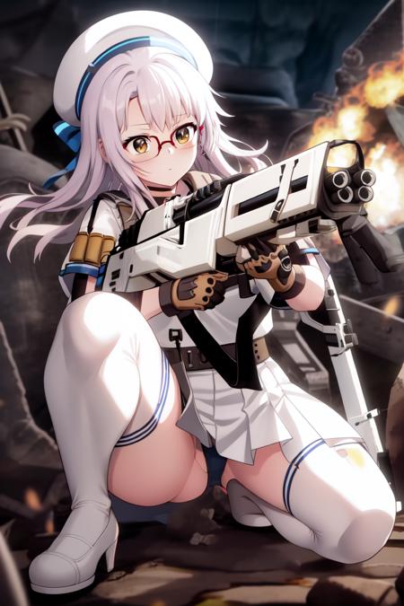 high quality, best quality, detailed, 1girl, solo, outdoors, battlefield, depth of field,
neon \(nikke\) in neon \(nikke\) costume is squatting to hold her shotgun in the firing position,
neon \(nikke\) shotgun, (red-framed glasses:0.8),
<lora:neon_nikke_v02:0.8>