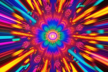 psychedelic style 3d style anime artwork, Experience a mesmerising raypunk person, vignette rendered through a glitch art abstraction, captured from a sweeping overhead view, bathed in hypnotising volumetric lighting - a visual delight reminiscent of retro-futurism and digital dissonance, . vibrant colors, swirling patterns, abstract forms, surreal, trippy,
