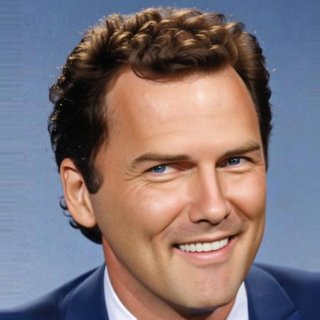 8k picture of NormMacdonald, (young man:1.2), dimples, smile, (wearing a dark blue suit and tie), intricate, highly detailed, photoreal, realistic, masterpiece, (tv studio background:1.3),

 <lora:NormMacdonaldV2:0.92>