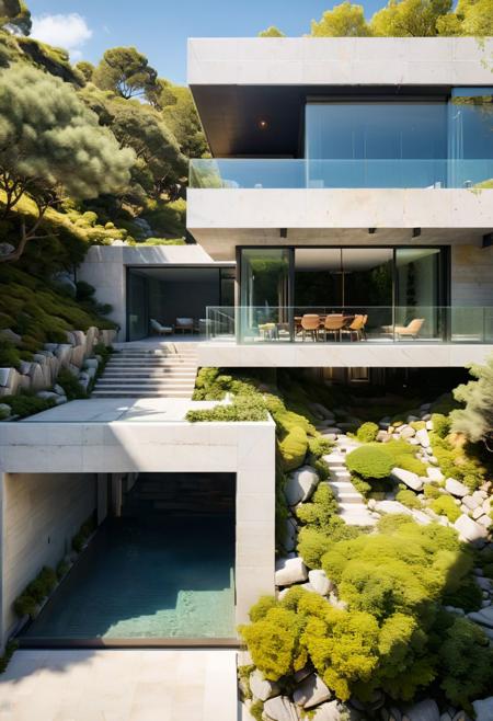 (Shopping malls, department stores, hotels and commercial offices on a rocky coast, half embedded in the cliff:1.3),  (avant-garde, future, reality, science fiction, photorealistic), (modern architecture:1.2), (Kan Kankavee:1.2), (David Alan Chipperfield CH:1.3), (Large Files, Ultra Realistic, 8K, 16k, FHD, HD, VFX, Perfect, Photography, composition, Architecture Sales Photography, Architecture Competition, Ultra High Resolution, Cinematography, High Resolution Image:1.1), (dramatic lighting, direct sunlight, ray tracing, clear shadow:1.1), (magnificent , Abstract Expressionism but extremely beautiful:1.2), [:traffic|windows|railing|stair|balcony|terrace|crowd|Sidewalk|vehicle|trees|equipment| detailed signal_details:0.7], [:marble|granite|lbrick|tile|metal|concrete|glass|foliage_material texture:0.7], (real landscape:1.1), (blurred background:1.0), [buildings|BREAK|trees|BREAK|Crowd|buildings|BREAK|trees|BREAK|Crowd|buildings|BREAK|trees|BREAK|Crowd:0.7], (background, more_details:0.3)
great lighting, clear, extremely detailed, Cyberpunk city