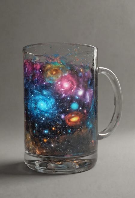 transparent mug made of a solar system  the bright colors of the galaxy and a incredible 
 full of stars around 
Wide range of colors., Dramatic,Dynamic,Cinematic,Sharp details
Insane quality. Insane resolution. Insane details. Masterpiece. 32k resolution.
<lora:add-detail-xl:0.95> <lora:dvr-lnds-sdxl:0.3> dvr-lnds-sdxl <lora:MJ52:0.25> <lora:ral-apoctvisn-sdxl:0.3> ral-apoctvisn <lora:zavy-cntrst-sdxl:0.35> dark, chiaroscuro, low-key <lora:zavy-rmlght-sdxl:0.41> zavy-rmlght <lora:SDXLFaeTastic2400:0.225>