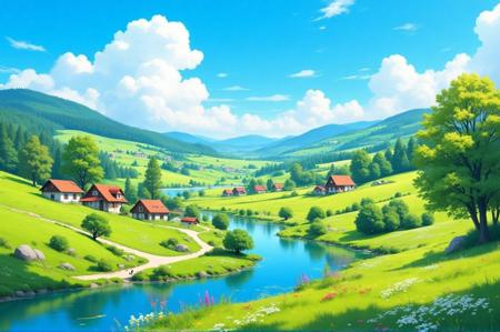 DE_Pastoral Landscape Painting_Landscape Scene Generation v1.0