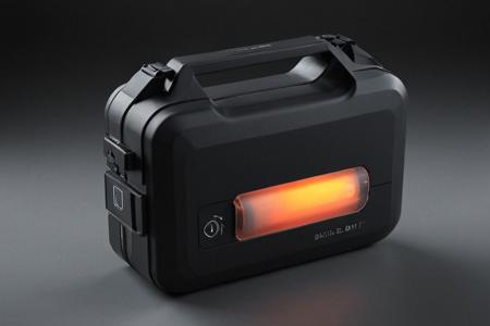 military medkit with handle, gradient glow, ((daniellepik)), ((lemanoosh)), product shot, sleek minimalist futuristic product design <lora:Sleek_Product_Design:1>