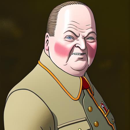 ((shkya)), portrait a nazi hitler ww2, in the style of studio ghibli & wes anderson collaboration, digital painting, high detail, perfect face, intricate details, highly detailed, by greg rutkowski,