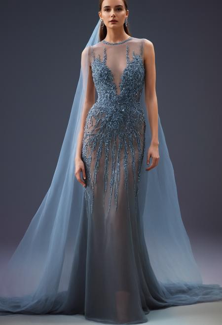 Retro game art 1girl, woman,a model in a grey gown with sheer sheers and sheer sheers,gown,background,<lora:Haute Couture (AM):1>,haute couture, realistic, photorealistic,<lora:LetThereBeLight:0.2>,Beeple,subtle and compelling lighting,, dark!! intricate . 16-bit, vibrant colors, pixelated, nostalgic, charming, fun