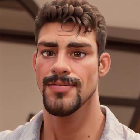 Caua Reymond, 1boy, beard, mustache, realistic, <lora:Caua Reymond:0.7>, realistic, 8K, ultra quality, elegant, highly detailed, ultra realistic, photograph, (muscled:1), show biceps