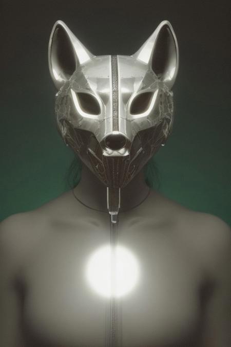 Photograph of a heist mask shaped like a wolf with horror design, metallic green and fluid silver like mercury, minimalistic blurry horror background, horror light 
 <lora:aidmaGlitchStyle-v0.1:0.75> glitch, flickering, digital, glitching
 <lora:SDXLFaeTastic2400:0.35>
 <lora:aidma-Image Upgrader-v0.1:0.4>