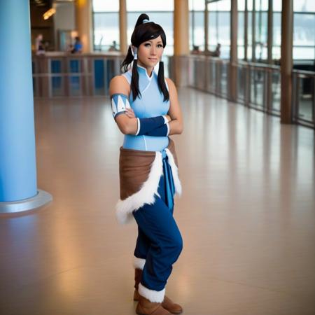 full-length photo of korra with lh hairstyle wearing kr outfit