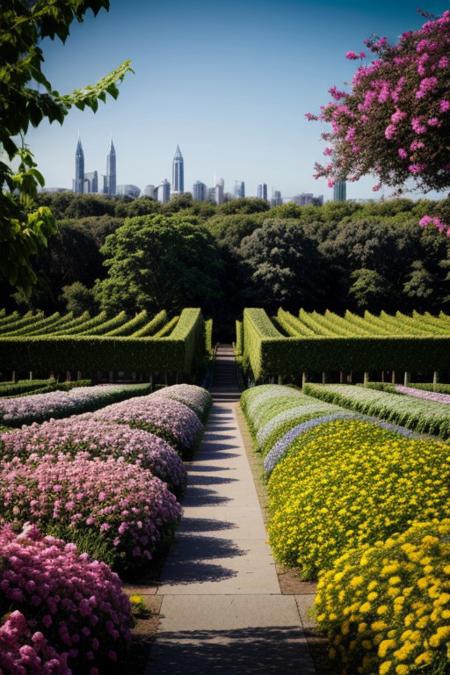 City Covered in Vines and Flowers: Colorful blooms, sweet scents, and a world where nature took over.