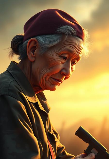 There was a veteran who participated in the Vietnam War. He was captured by a female Vietcong. Because the female Vietcong treated him very well during his captivity, he fell in love with her.
Later, the United States and Vietnam exchanged prisoners of war. Before he was exchanged, he mustered up the courage to propose to her, but she refused.
Years later, the veteran returned to Vietnam to see her, and she had become a grandmother.
FHD, Rich in details, masterpiece.