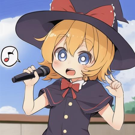 best quality,1girl, cute, mgr, kirisame marisa, singing,  <lora:AiMGR2:0.8>