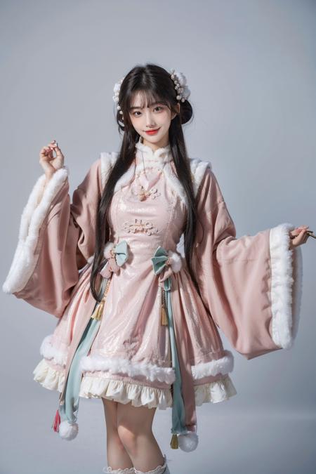 cyb dress, chinese clothes, long sleeves, wide sleeves, armband, hair ornament