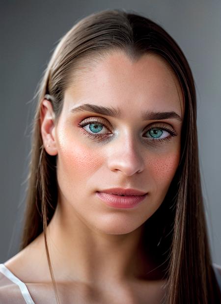 portrait of skswoman, hopeful , wearing organza , with Straight hair , background colosseum , epic (photo, studio lighting, hard light, sony a7, 50 mm, matte skin, pores, colors, hyperdetailed, hyperrealistic), <lyco:Daniel Melchior:1.0>