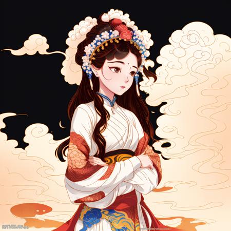 1girl,  standing in the clouds, white background,  cloudy sky, 
Sichuan opera, 
 <lora:guochao_v3:1>, (((masterpiece))), (((best quality))), ((ultra-detailed)),(detailed light),((an extremely delicate and beautiful)),