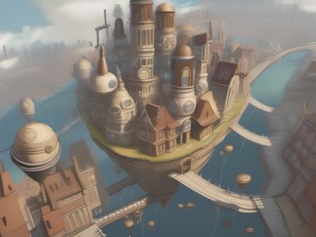 magnificent steampunk city floating in air,   <lora:SDXL Cartoon Background:1>toonbg_background