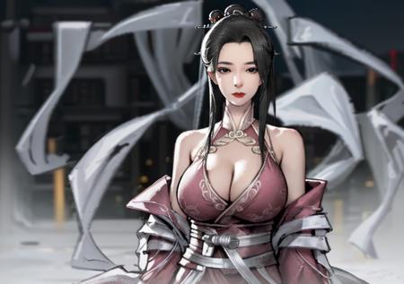 ((solo)),((ultra-detailed)),extremely detailed cg 8k wallpaper,extremely delicate and beautiful,overexposure,highly detailed,cinematic lighting,cinematic highlight hair,(best quality),((masterpiece)),1girl,black eyes,black hair,sitting,full body,<lora:chengxiaoCC:0.1>,<lora:é©å½è¸1.5:0.15>,<lora:liuyifei:0.15>,(Taoist costume),(beautiful hair ornaments),evening gown,large breasts,bouncing breasts,upper body,<lora:hf2song-beta-021801f8step1:0.2>,hanfu,<lora:ggbh926:0.8>,ggbh,