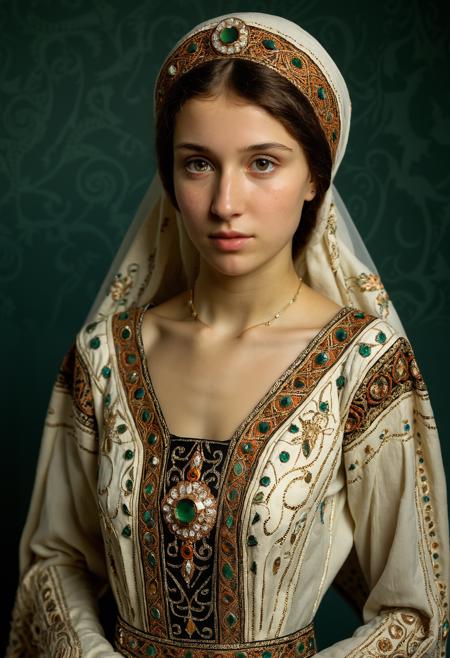 RAW full body analogue photo of a beautiful 20 years old (chechen woman:1.5) chic perfect face, sexy pose, ((Wearing Art Deco Clothing)) perfect eyes, detailed eyes, detailed iris, realistic skin texture, ((absolute perfect tits, soft tits, natural tits)), low light, soft natural light, Rembrandt style light, Hasselblad DLSR camera, 200mm Zeiss lens, f/2.8 .